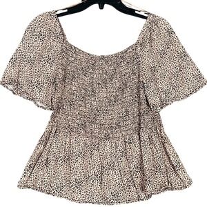Urban Romantics Blouse Ditzy Floral Size M Smocked Square‎ Neck Fairy Babydoll